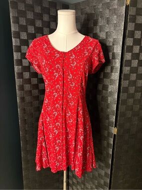 Band of Gypsies Red Floral Bandana Print Mini Dress S
